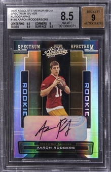 2005 Absolute Memorabilia Spectrum Silver Autographs #180 Aaron Rodgers Signed Rookie Card (#109/249) - BGS NM-MT+ 8.5/BGS 9